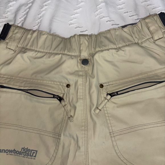 RIDE SNOWBOARD PANTS WATERPROOF KHAKI TAPERED SEAMS ADJUSTABLE WAIST SZ WOMEN M - Picture 13 of 16